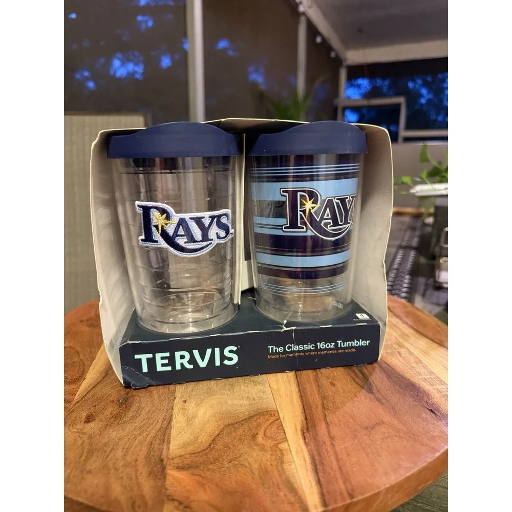 Tervis Tumbler set of four  (4) 16oz Tampa Bay Rays MLB NEW with lids